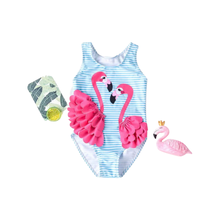 Load image into Gallery viewer, Flamingo 3D Girls Stripe Swimsuit
