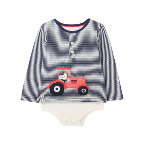 Joules Navy Tractor Mock Layer Babygrow - Willow and Bow Boutique