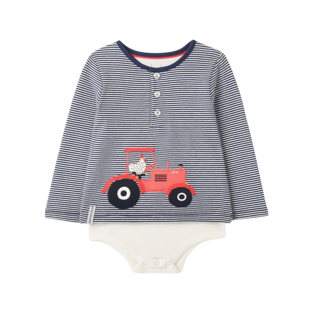 Joules Navy Tractor Mock Layer Babygrow - Willow and Bow Boutique