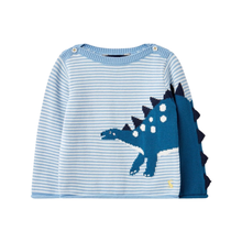 Load image into Gallery viewer, Joules Blue Baby Dino Knit Jumper - Willow and Bow Boutique
